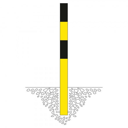 Traffic Line Barrier Post Cast In 90mm Galv_black_yellow Diagram
