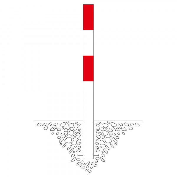 Traffic Line Barrier Post Cast In 90mm Galv_red_white Diagram
