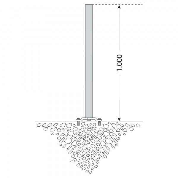 Traffic Line Minder B Bolt Down Galvanised Diagram