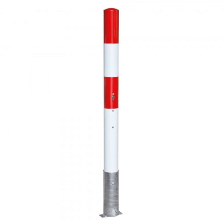 Traffic Line Removable Barrier Post 90mm Galv_red_white Cylinder Lock